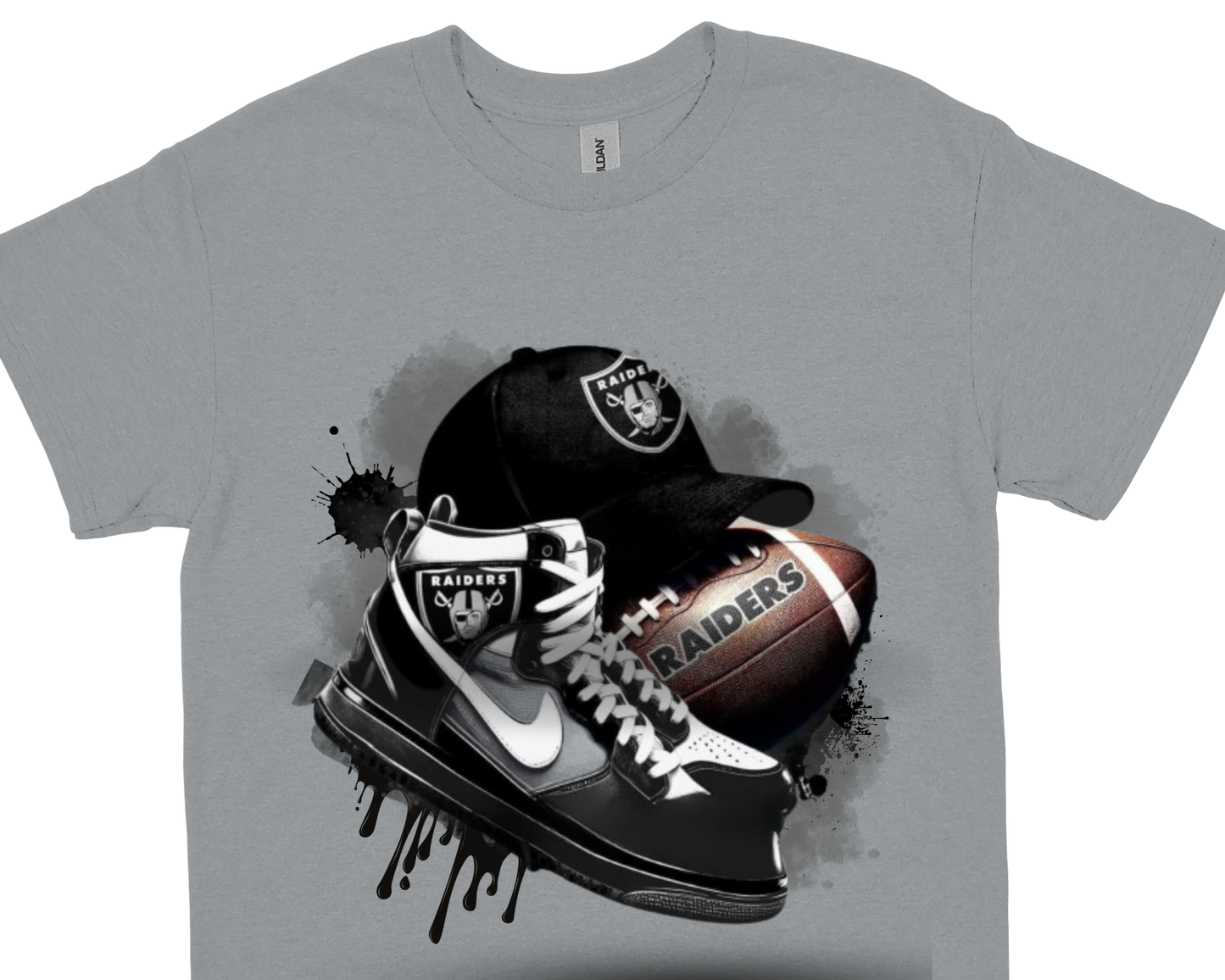 Raiders shoes and Hat shirt